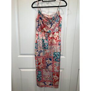 New Venus Cowl Neck Slip Dress Venetian Patchwork color size 6